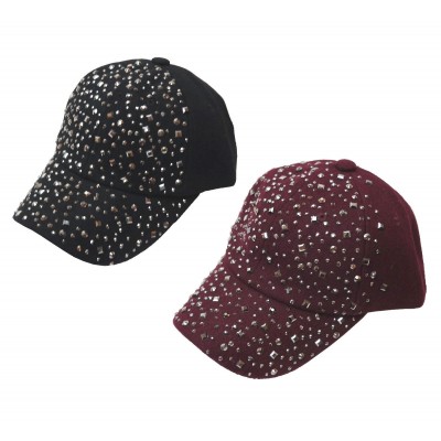 's Rhinestone Cap Hat Adjustable w/ Sparkling Bling Black or Burgandy New  eb-68185360